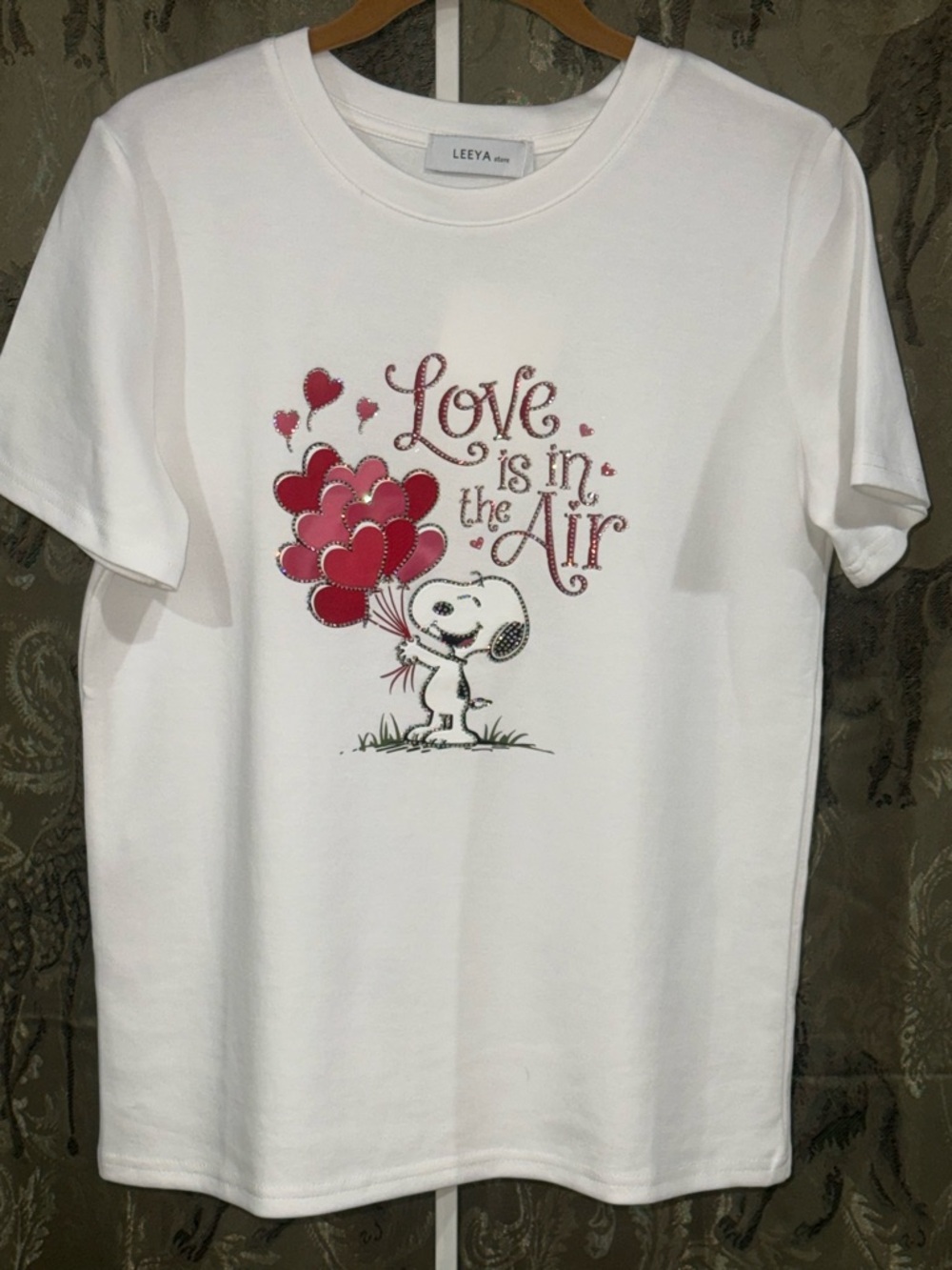 Short Sleeve Tee with Sparkle Red & Pink Heart Graphic